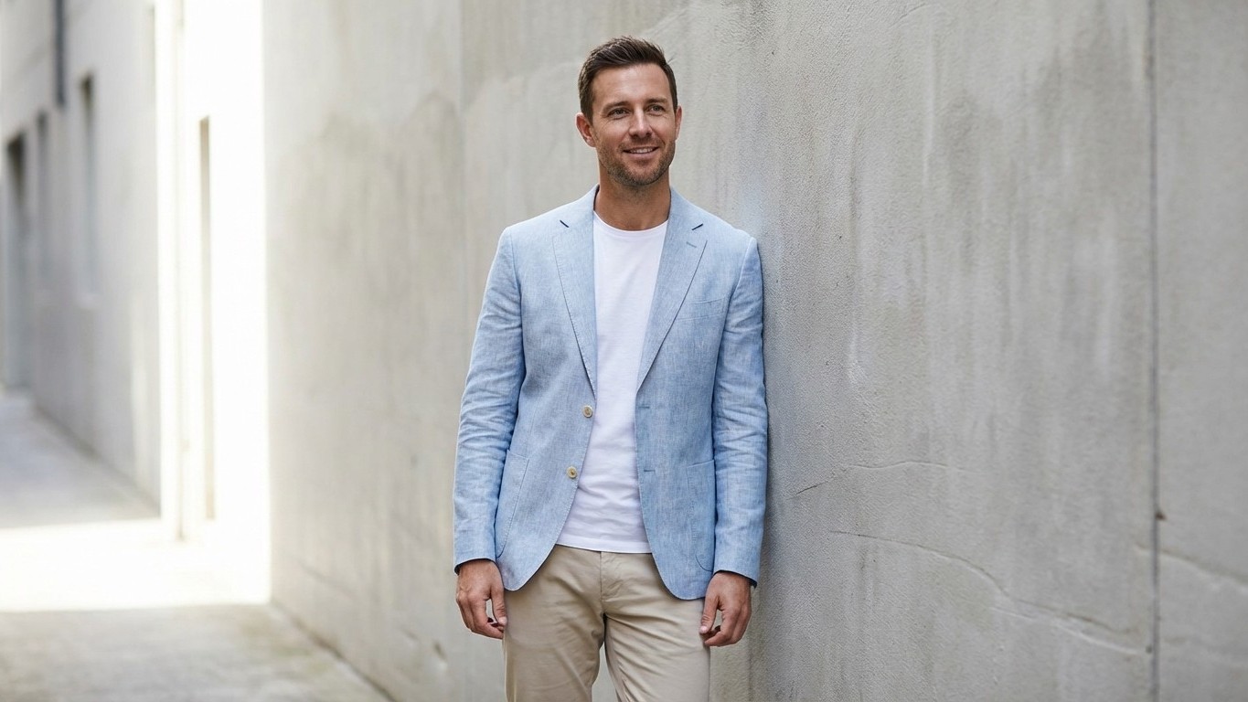 La couleur qui va vraiment faire oublier le blanc dans le vestiaire masculin ce printemps (et comment l'adopter sans fauss...