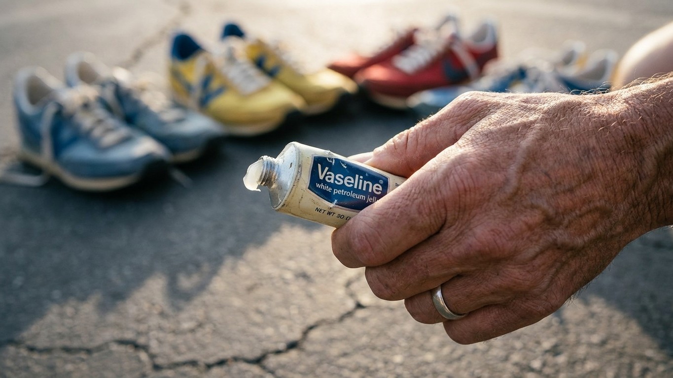 Les coureurs des années 80 faisaient tous ce geste avec un tube de vaseline avant de courir : les genoux s'en souviennent ...