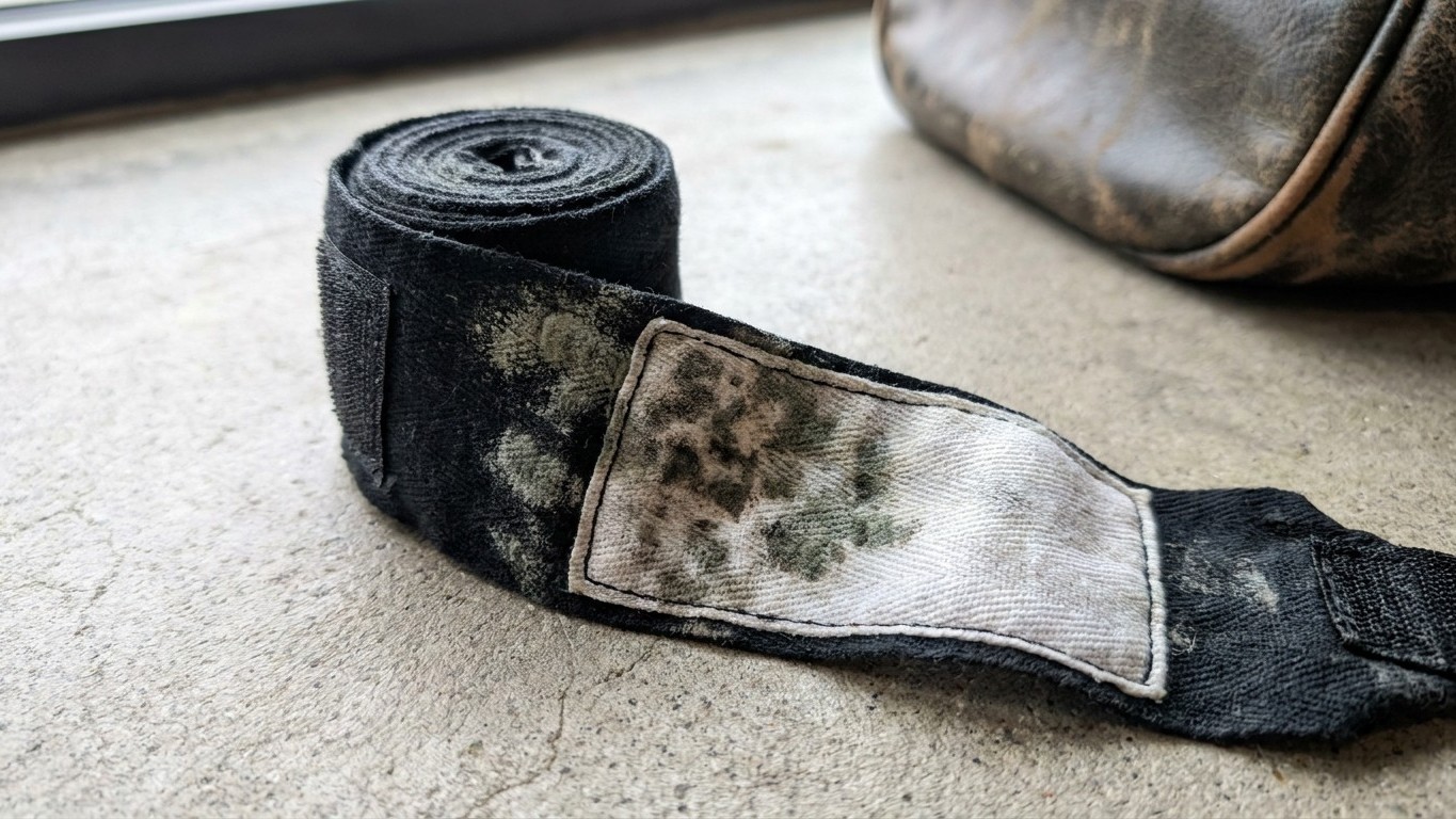 J'ai laissé mes bandes de boxe une semaine au fond du sac : en les déroulant, ce qui poussait sur le tissu m'a fait jeter ...